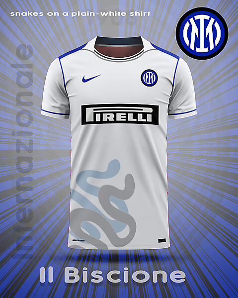 Inter away concept-Snakes on a plain-white shirt!