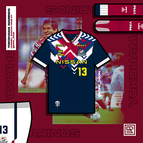 Yokohama Marinos x Hummel Home Kit | 1995 Remake by @rofe_dsgn