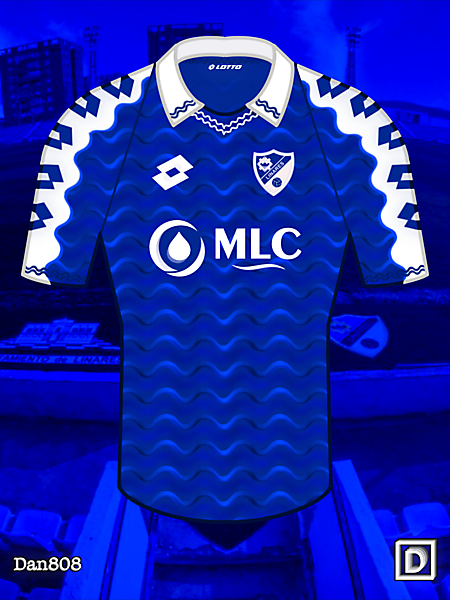 Camiseta Linares Deportivo Lotto Local Líneas Onduladas Azules