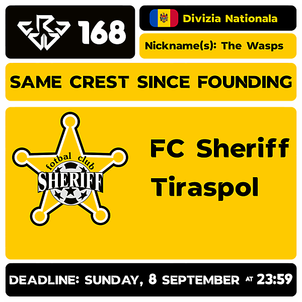 CRCW 168 - FC SHERIFF TIRASPOL