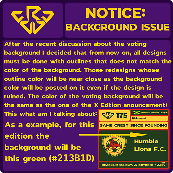 NOTICE: BACKGROUND ISSUE