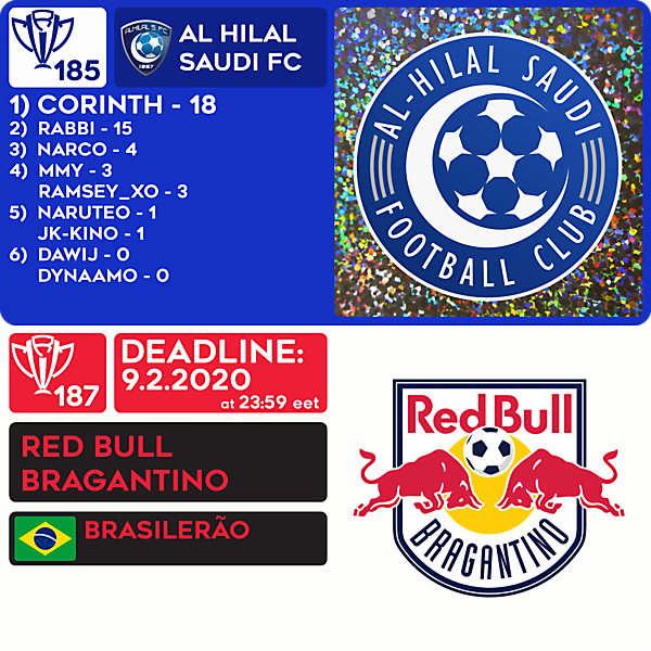 CRCW 185 RESULTS - AL HILAL SFC  |  CRCW 187 - RED BULL BRAGANTINO
