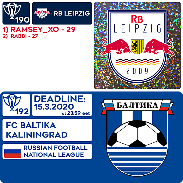 CRCW 190 RESULTS - RB LEIPZIG  |  CRCW 192 - FC BALTIKA KALININGRAD