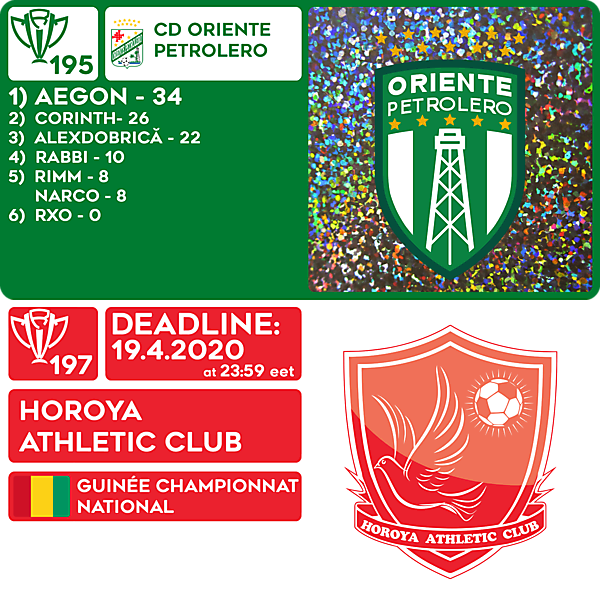 CRCW 195 RESULTS - ORIENTE PETROLERO  |  CRCW 197 - HOROYA AC