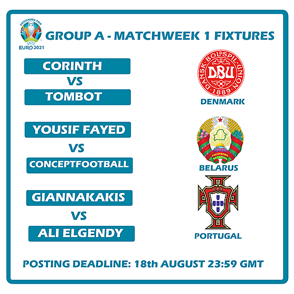 Group A Matchweek 1 Fixtures