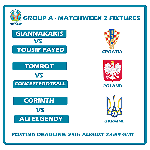 Group A Matchweek 2 Fixtures
