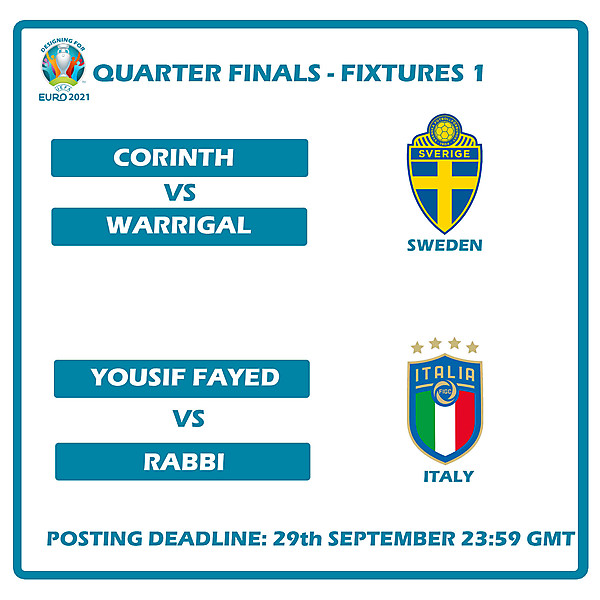 Quarter Finals Fixtures 1