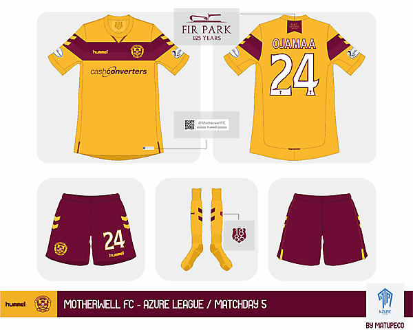 Motherwell FC home kit - Azure League Matchday 5