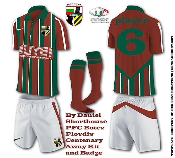 PFC Botev Plovdiv Away Kit for Centenary Year