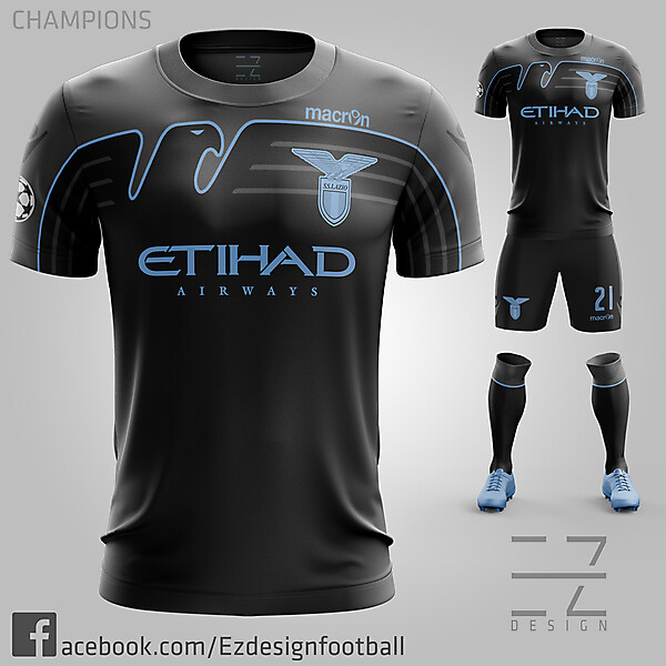 S.S. Lazio Champions Third Kit "Libertas - Total Black"
