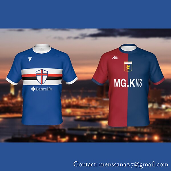 Derby della Lanterna (UC Sampdoria, Genoa FC) hypothetical match jerseys