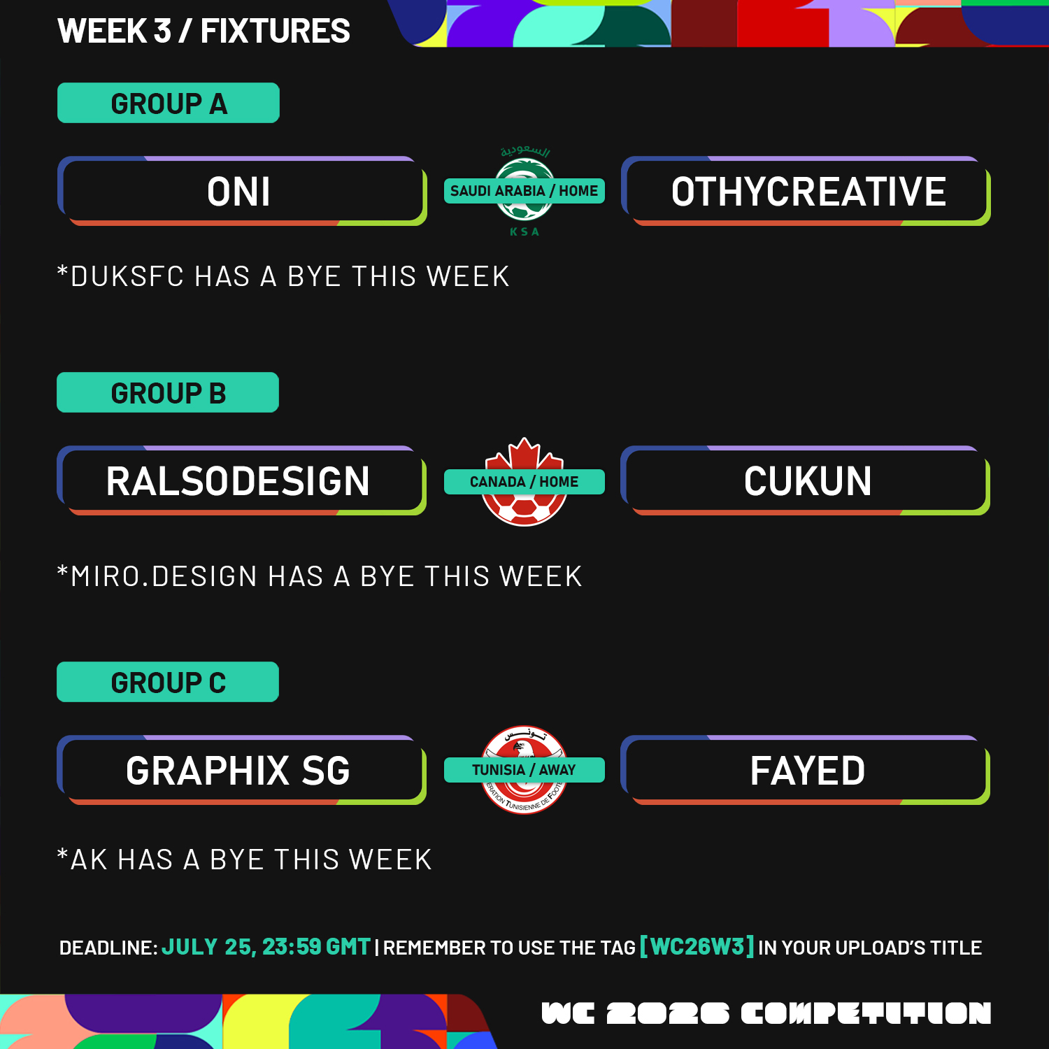 [WC26 Competition] Week 3 - Fixtures