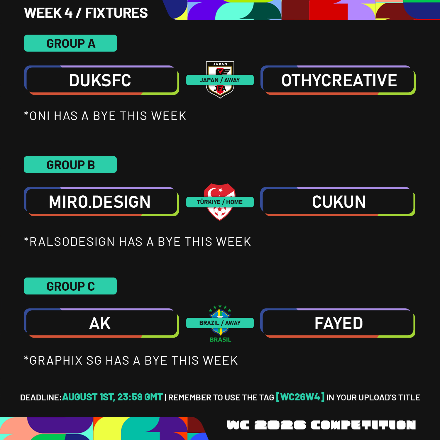 [WC26 Competition] Week 4 - Fixtures